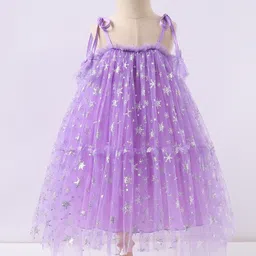 Kookie Kids Sleeveless Party Frock with Snow Flake Glitter Detailing - Purple-picture-39
