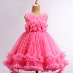 Mark & Mia Sleeveless Shimmered Ruffle & Frills Party Frock - Pink-image-88