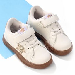 Cute Walk by Babyhug Sneaker Shoes with Velcro Closure and Star Print - Beige-image-58