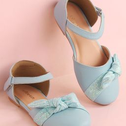 Pine Kids Bow Applique Ballerinas with Velcro Closure - Sea Blue-image-10