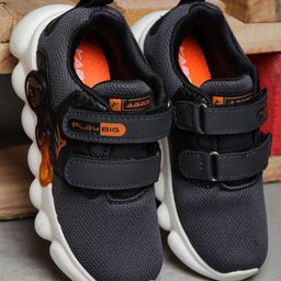 ABROS Play Big Text Designed Velcro Closure Shoes - Dark Grey & Orange-picture-46