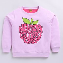 Kidcity Full Sleeves Typography Printed Sweatshirt - Lavender-image-1