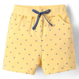 Evimo Looper Knit Knee Length Shorts With Polka Dots Print - Yellow-image-43