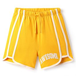 Pine Kids Looper Knit Mid Thigh Shorts With Text Print - Yellow-image-43