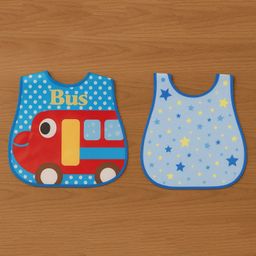 Badal Kidz Plastic Waterproof Baby Feeding Apron with BIB star design and bus design - Blue &Blue (Pack of 2)-image-62