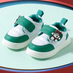 ONYC Bear Applique Detailed Colour Blocked Sneakers With Velcro Closure - Green-image-37