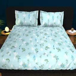 THE WHITE MOSS Blue & White Floral Cotton 210 TC King Bedsheet Set 2.75 m x 2.75 m-image-57