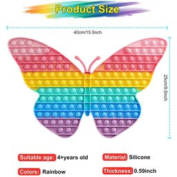 FunBlast Jumbo Butterfly with 3 Keychain Pop it Silicon Fidget Toy Pack of 4 - Multicolor image 3