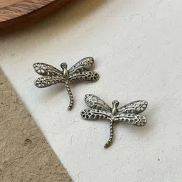 NAMAN ARTS Silver Plated Contemporary Oxidised Studs-image-44