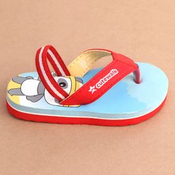 Cute Walk by Babyhug  Flip Flops with Back Strap Closure Beach Theme Print - Red & Blue image 4