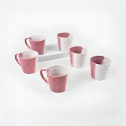 Storepedia White & Pink 6 Pieces Textured Ceramic Matte Tea Cups-picture-13
