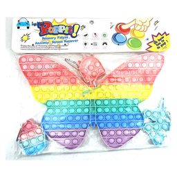 FunBlast Jumbo Butterfly with 3 Keychain Pop it Silicon Fidget Toy Pack of 4 - Multicolor image 5