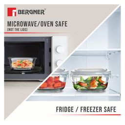 Bergner Fresh Lunch 3 Pcs Lunch Box Set (400ml each) with Fabric Bag and Shoulder Strap - Transparent / Grey image 5