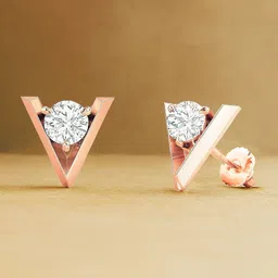 MINUTIAE Rose Gold-Plated Artificial Stones Studded Triangular Shaped Studs-picture-8