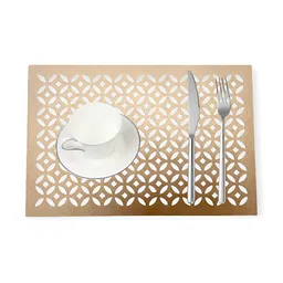 MONKDECOR Beige 6 Pieces Geometric Rectangle Table Placemats-image-60