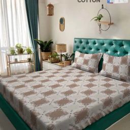 Klotthe Brown 400 TC Cotton Double Book Fold Bedsheet with 2 Pillow Covers-picture-13