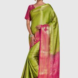 Mimosa Green Woven Sarees With Blouse-image-73