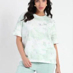 MADAME Sea Green Tie - Dye T-Shirt-image-37