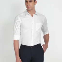 Arrow White Cotton Regular Fit Self Pattern Shirt-image-15