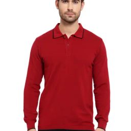 Kalt Men Full Sleeves Polo Collar Cotton T-Shirt-image-26