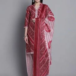 Rajnandini Maroon & White Printed Kurta With Salwar & Dupatta-image-42