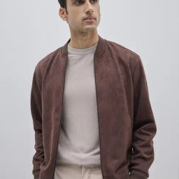 Ascot by Westside Brown Faux-Suede Relaxed-Fit Jacket-image-45