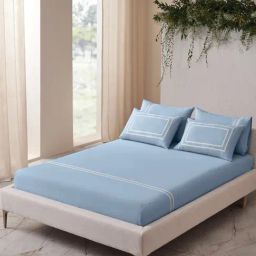 DDecor Contemporary Blue 180 TC Cotton King Bedsheet with 2 Pillow Covers-picture-44