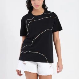 MADAME Black Embellished T-Shirt-image-32