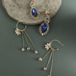 Sohi goldplated drop earrings combo-image-0