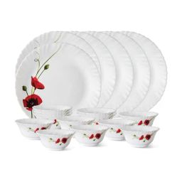 Borosil Carnation White Opalware Thali Set - 18 Pieces-image-12