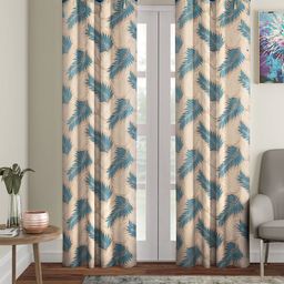 Cortina Blue & Cream-Coloured Set of 2 Long Door Curtains-17