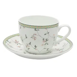 JCPL White Ceramic Cup with Saucer Set (6 Cups + 6 Saucers) - 180 ml each image 4