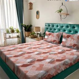 Klotthe Rust 400 TC Cotton Double Book Fold Bedsheet with 2 Pillow Covers-picture-30