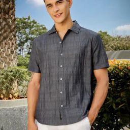 Thomas Scott Grey Slim Fit Self Design Shirt-picture-18