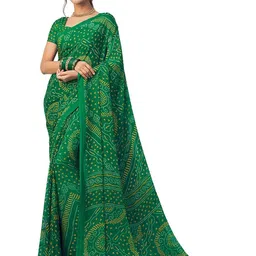 THE FASHION ATTIRE Green Printed Bandhani Chiffon Saree-picture-46