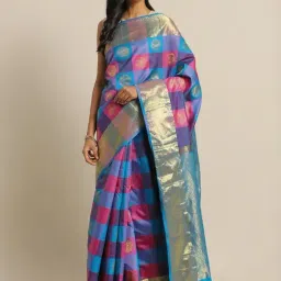 The Chennai Silks Multicolour Silk Checked Saree With Blouse-picture-25