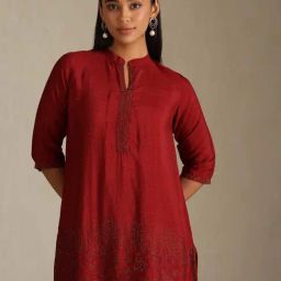 Soch Maroon Viscose Blend Embellished Top-image-25