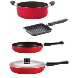 Nirlon Non-Stick Red Aluminium Kitchenware Cooking Utencil Gift Set of 4 Pieces-image-64