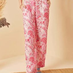 Marie Claire Pink Printed Flared Trousers-picture-28