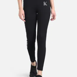 Kotty Black Printed Mid Rise Tights-image-76