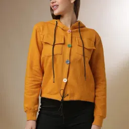 Campus Sutra Yellow Regular Fit Hoodie-image-95