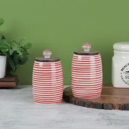 VarEesha Red Ceramic Small Dholak Jars - Set of 2-picture-12