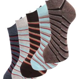 Dollar Multi Cotton Free Size Striped Socks - Pack of 5-image-2