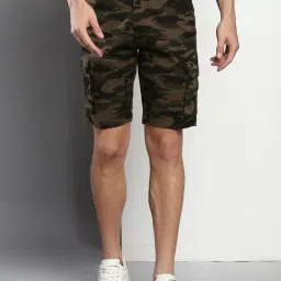 Dennis Lingo Olive  Slim Fit Camouflage Shorts-image-17