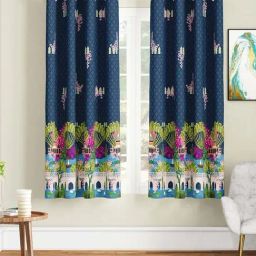 SEJ by Nisha Gupta Navy Polyester 5 Ft. Window Curtain - Set of 2-23