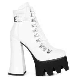 London Rag Women's White Derby Boots-45