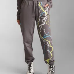 KZ07 by Kazo Grey Printed Regular Fit High Rise Joggers-picture-14