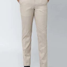 Van Heusen Beige Slim Fit Self Pattern Trousers-image-78