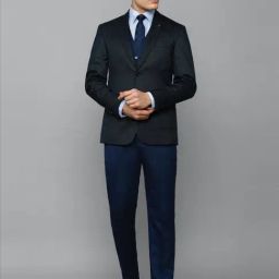 Louis Philippe Gods & Kings Navy Slim Fit Self Pattern Four Piece Suit-image-17