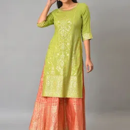 Aurelia Green Embellished Straight Kurta-image-15
